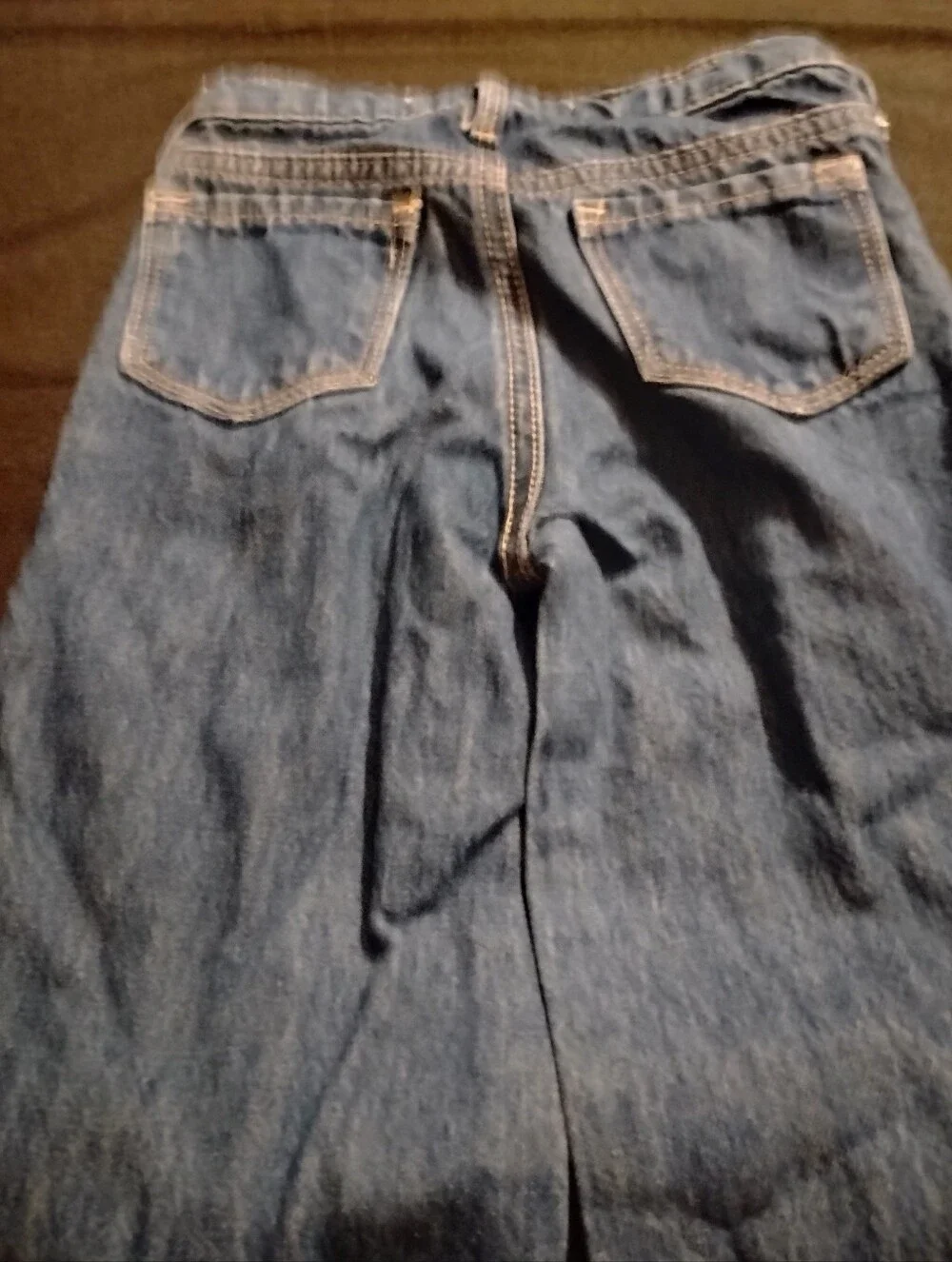 Girls' Dark Blue Embroidered Wide-Leg Jeans
